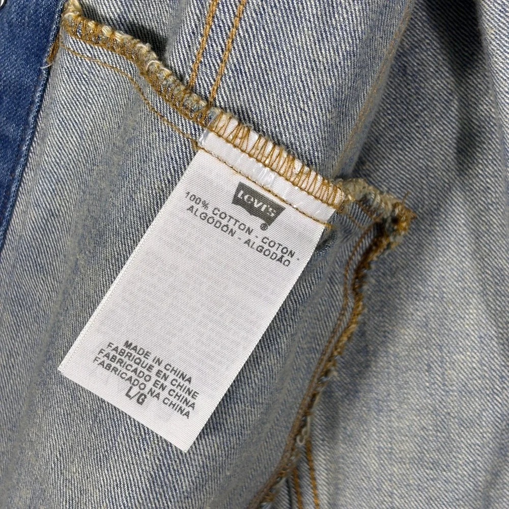 Levis Mens Light Wash Denim‎ Trucker Jacket Large Blue Cotton Button Front 70507